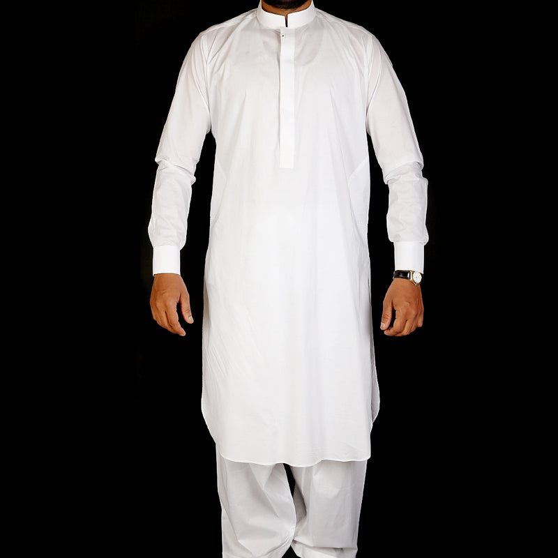 Plain White Shalwar Kameez - RahaabyNini