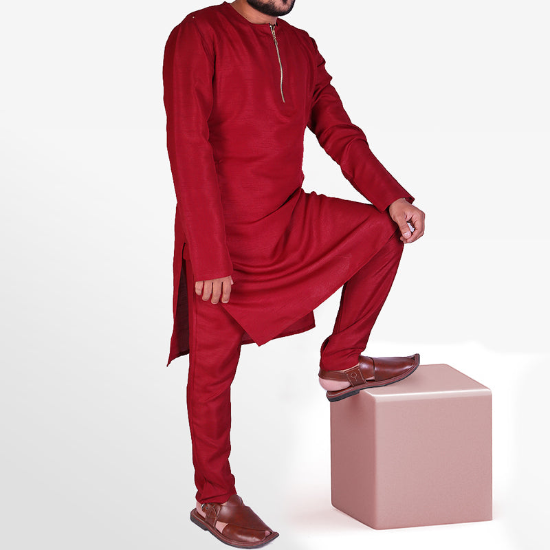 Red Silk Kurta Pajama for Men