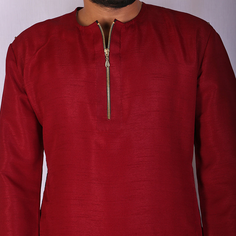 Red Silk Kurta Pajama for Men